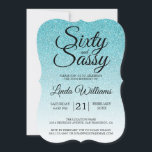 Convite Blue Glitter Ombre 60 e Sassy 60th Birthday Invi<br><div class="desc">Comemore a fazer 60 anos em estilo com este moderno design de 60 anos em um fundo azul-turquesa ombre, um convite chic de 60 anos que você pode simplesmente personalizar e enviar para a sua sexagésima festa de festa de aniversário. As palavras sessenta e sassy são definidas usando a escrita...</div>