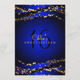 Convite Blue & Gold Stardust Sweet 16