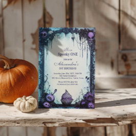 Convite Blue Gothic Spooky ONE Birthday