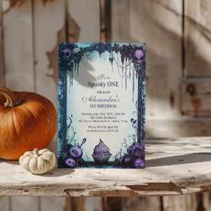 Convite Blue Gothic Spooky ONE Birthday
