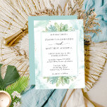 Convite Blue Green Watercolor e Greenery Wedding<br><div class="desc">Convite Elegante para Casamento, com um fundo de aquarela delicado e arejado em turquesa, aqua, lacre, azul empoeirado e matizes verdes macios. Molas pintadas à mão com aquarelas tropicais, contendo seus detalhes com folhagem em tons de turquesa, aqua, azul, verde, verde limão e ouro. Maçãs de ouro decorativo. Detalhes da...</div>