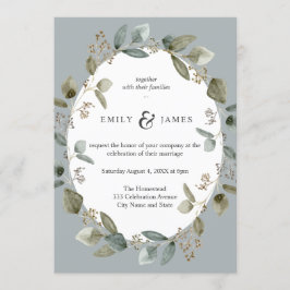 Convite Blue Green Watercolor Greeney Deixa Casamento