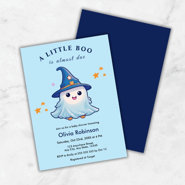 Convite Blue Halloween Um Pequeno Chá de fraldas (Blue Halloween A Little Boo Baby Shower Invitation )