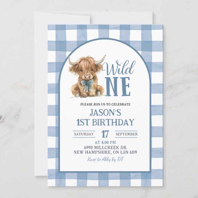 Convite Blue Heifer Bull First Birthday Invitation (Frente)
