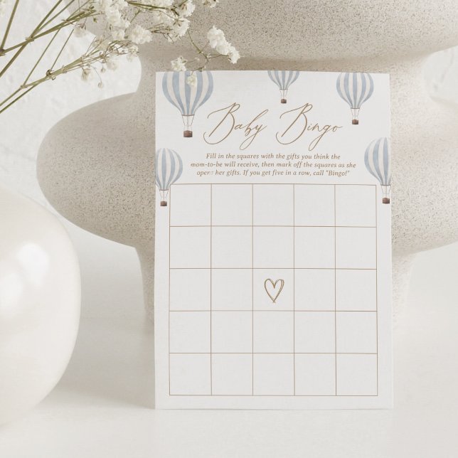 Convite Blue Hot Air Balloon - Chá de fraldas Bingo (Criador carregado)