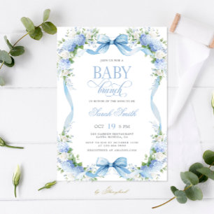 Convite Blue Hydrangea Baby Brunch