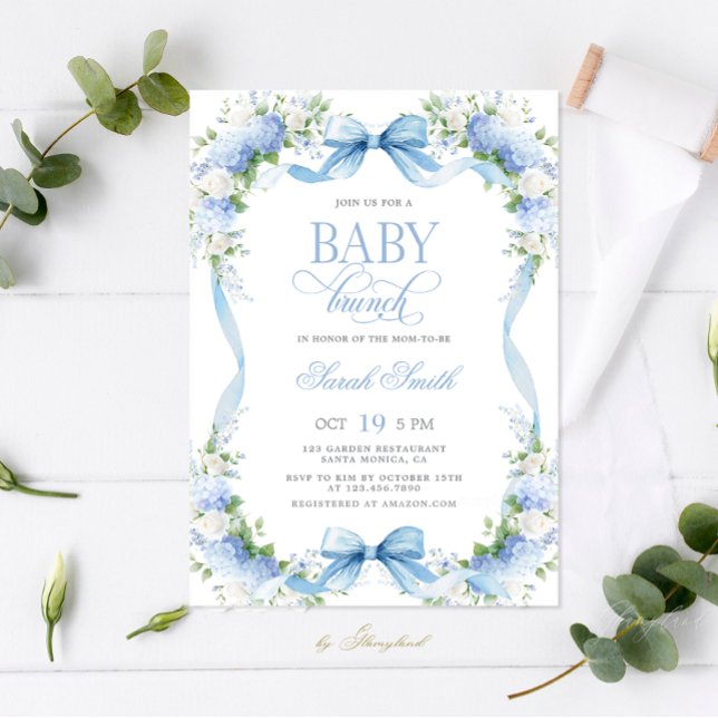 Convite Blue Hydrangea Baby Brunch (Criador carregado)