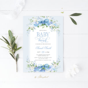 Convite Blue Hydrangea Baby Brunch