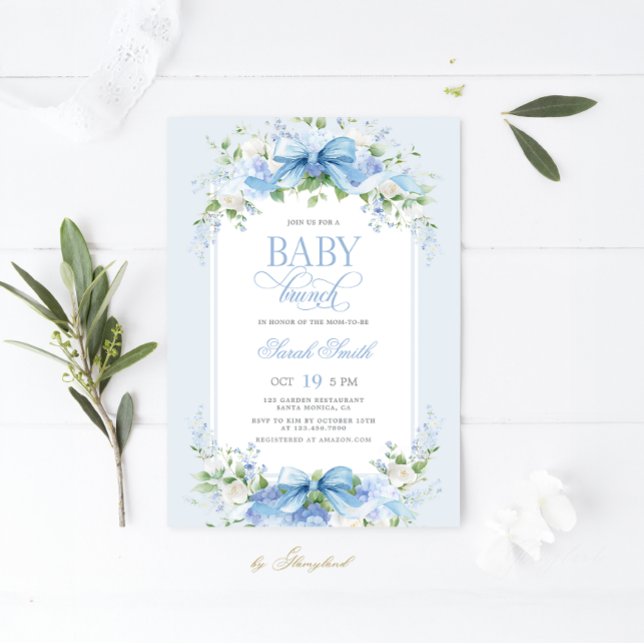 Convite Blue Hydrangea Baby Brunch (Criador carregado)