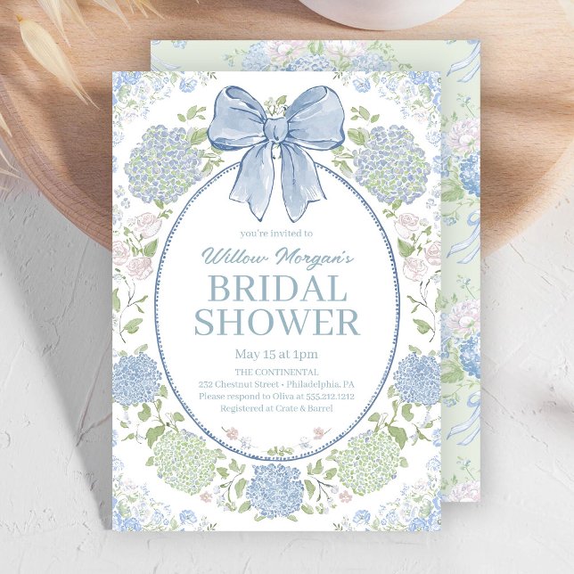 Convite Blue Hydrangea Bridal Shower Invitation (Criador carregado)