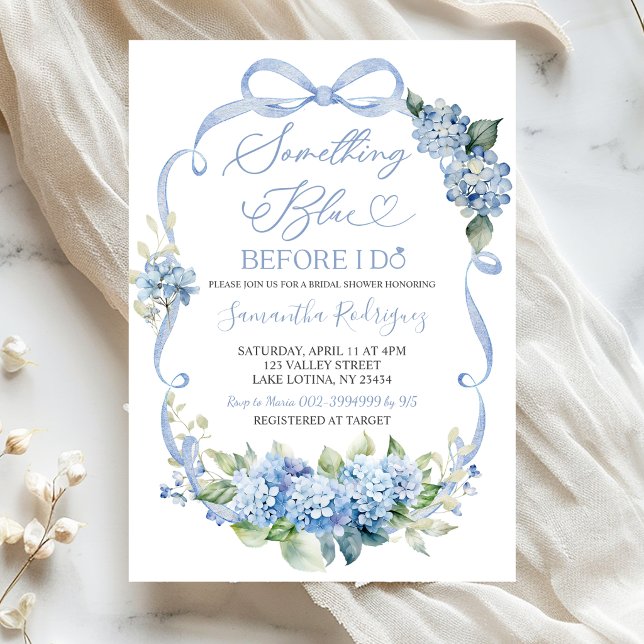 Convite Blue Hydrangea Coquette Something Blue Bridal (Criador carregado)