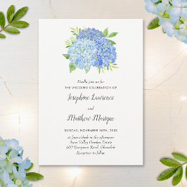 Convite Blue Hydrangea Deixa Aquarela Floral Casamento