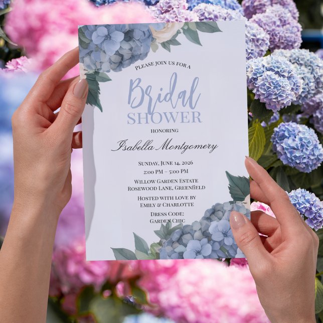 Convite Blue Hydrangea Elegant Bridal Shower Style (Blue Hydrangea Elegant Bridal Shower Style Invitations
)