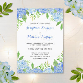 Convite Blue Hydrangea Floral Greenery Casamento