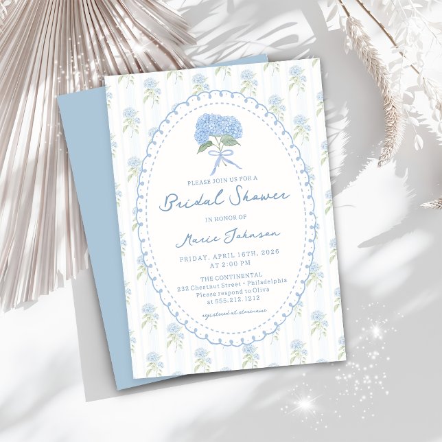 Convite Blue Hydrangea Flower Bridal Shower Invitation (Criador carregado)