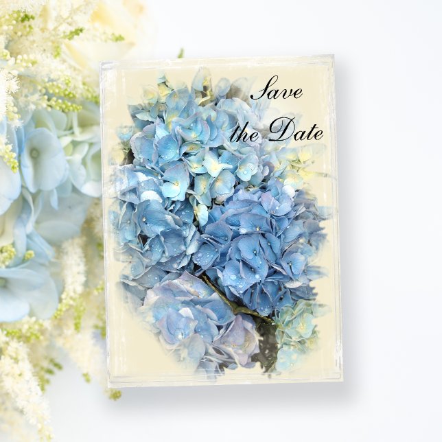 Convite Blue Hydrangea Flower Weding the Date (Criador carregado)