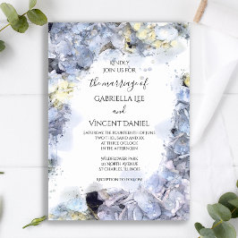 Convite Blue Hydrangea Flowers Watercolor Casamento