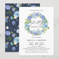 Blue Hydrangea Flowers Wreath First Santa Comunhão