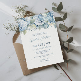 Convite Blue Hydrangea Something Blue Bridal Shower Invite