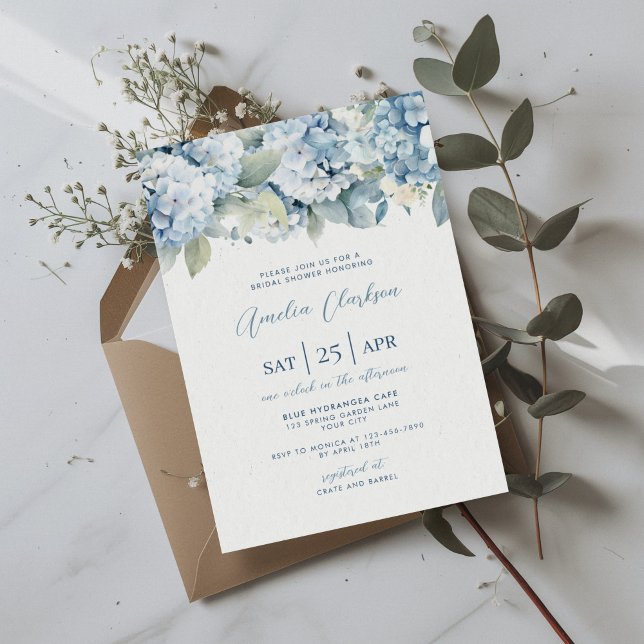 Convite Blue Hydrangea Something Blue Bridal Shower Invite (Criador carregado)