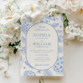 Convite Blue Hydrangea Vintage Wedding