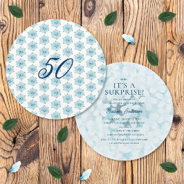 Convite Blue Hydrangeas 50th Surprise Festa de aniversário