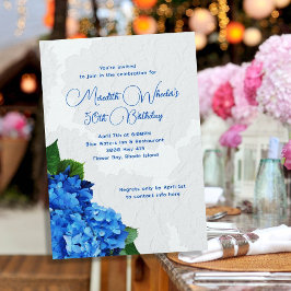 Convite Blue Hydrangeas Floral Birthday