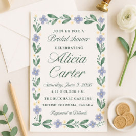 Convite Blue Iris Bridal Shower Invitations - Editable
