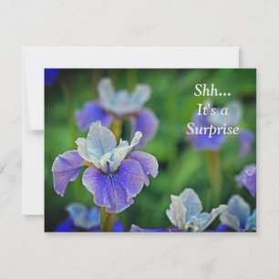 Convite Blue Iris Flower Botanical Surpresa 100º aniversár