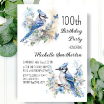Blue Jay Bird Flowers Springtime 100º aniversário
