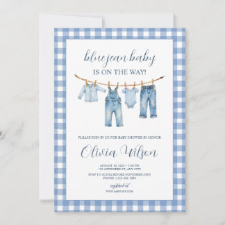 Convite Blue Jean Baby  Baby Shower Invitation 