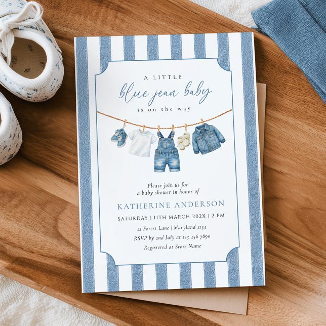 Convite Blue Jean Baby Baby Shower Invitation (Criador carregado)