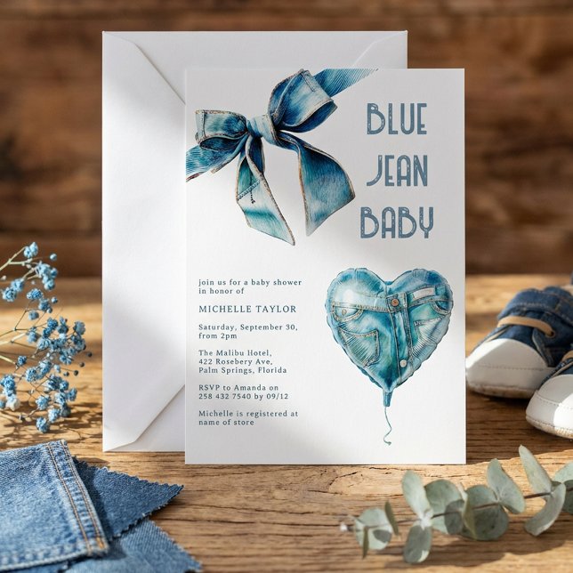 Convite Blue Jean Baby Denim Baby Shower (Criador carregado)