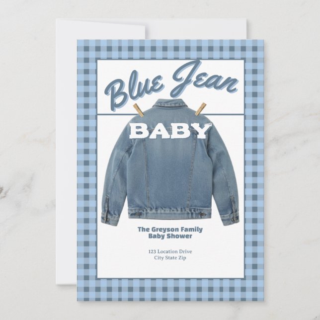 Convite Blue Jean Baby - Denim Shower Custom Invitation (Frente)