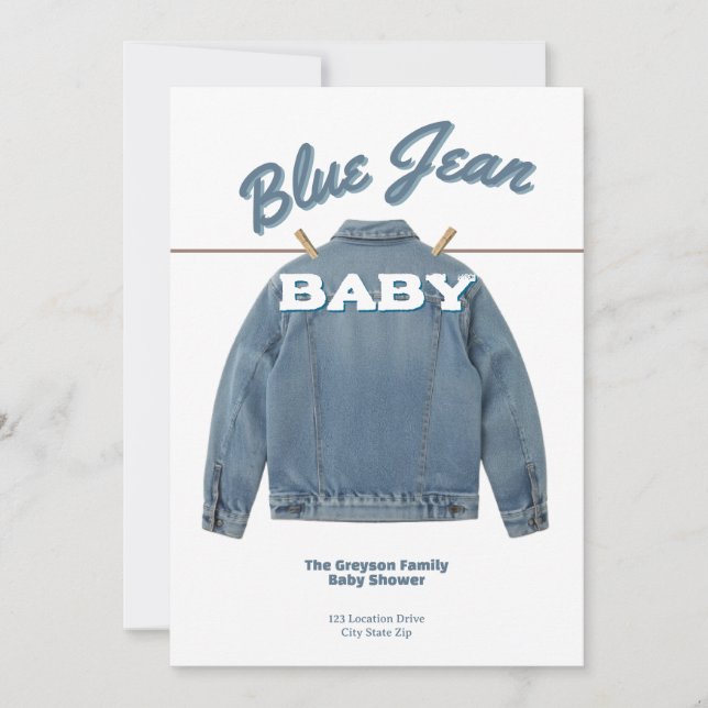 Convite Blue Jean Baby - Denim Shower Custom Invitation (Frente)