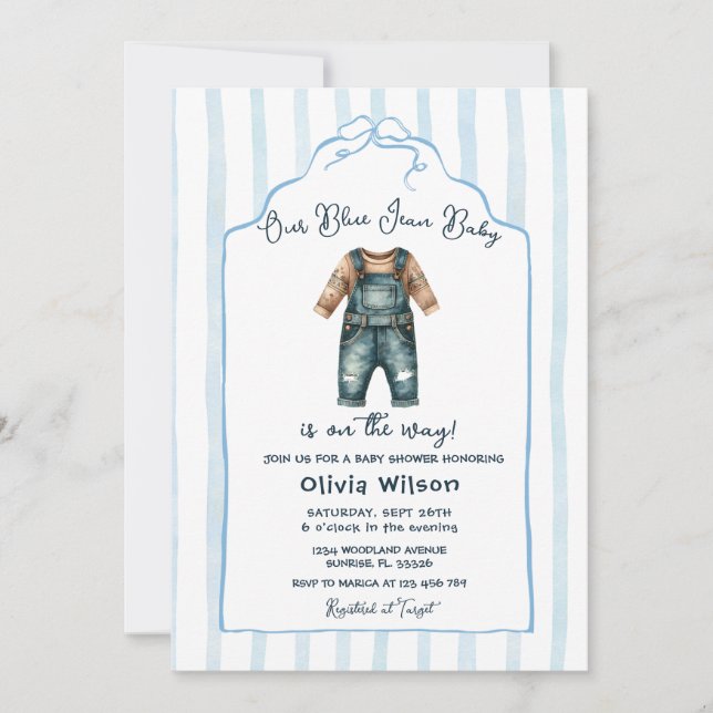 Convite Blue Jean Baby Shower (Frente)