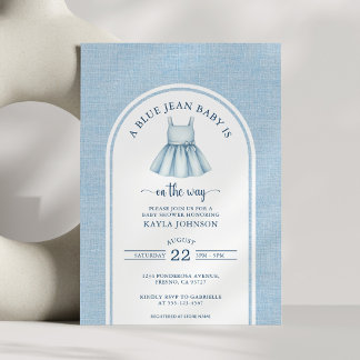 Convite Blue Jean Baby Shower Elegant Arch Girl