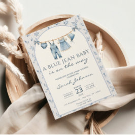 Convite Blue Jean Baby Shower Invitation Cowboy