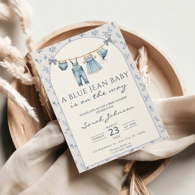 Convite Blue Jean Baby Shower Invitation Cowboy (Criador carregado)