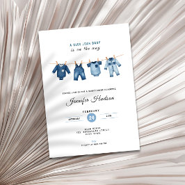 Convite Blue Jean Baby Shower Invitation - Denim Theme