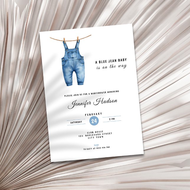 Convite Blue Jean Baby Shower Invitation - Denim Theme (A blue jean baby shower invitation)