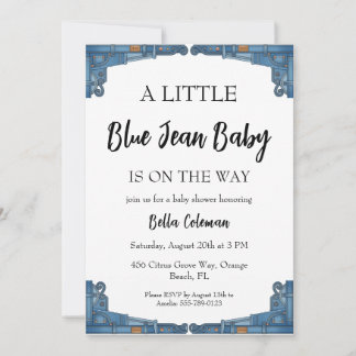 Convite blue jean baby shower invitations