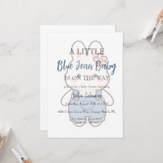 Convite blue jean baby shower invitations