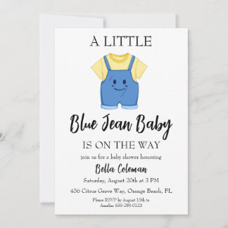 Convite blue jean baby shower invitations