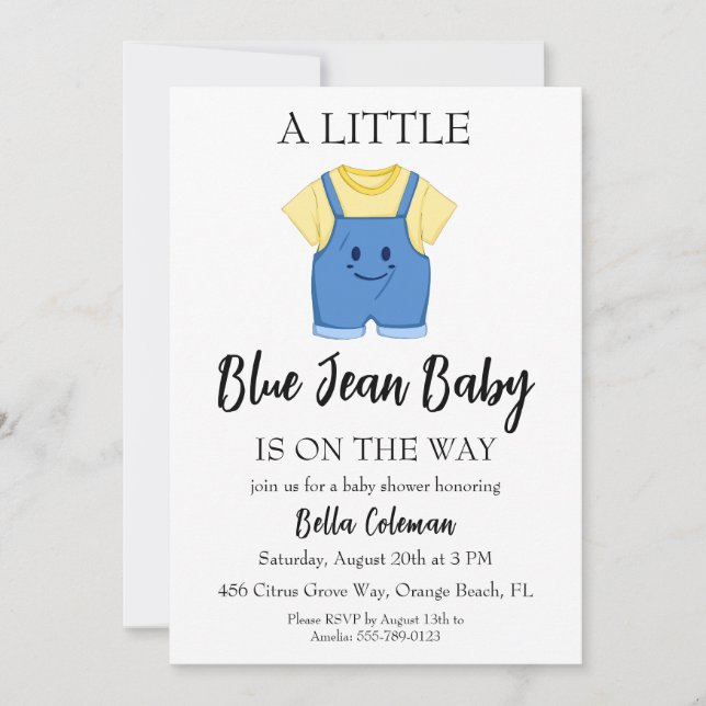Convite blue jean baby shower invitations (Frente)