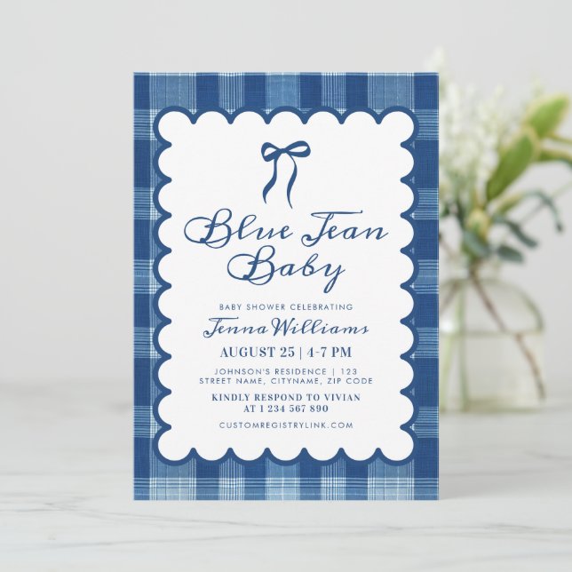 Convite Blue Jean Boy Baby Shower  (Em pé/Frente)