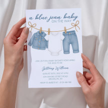Convite Blue Jean Chá de fraldas para Meninos