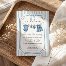 Convite Blue Jean Denim Baby Shower Girl Invitation