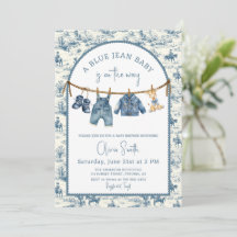 Blue Jean Denim Boy Baby Shower