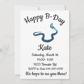 Convite Blue King Cobra Happy B-day